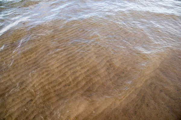 Písek Pláži Textura Čáry Vodou — Stock fotografie