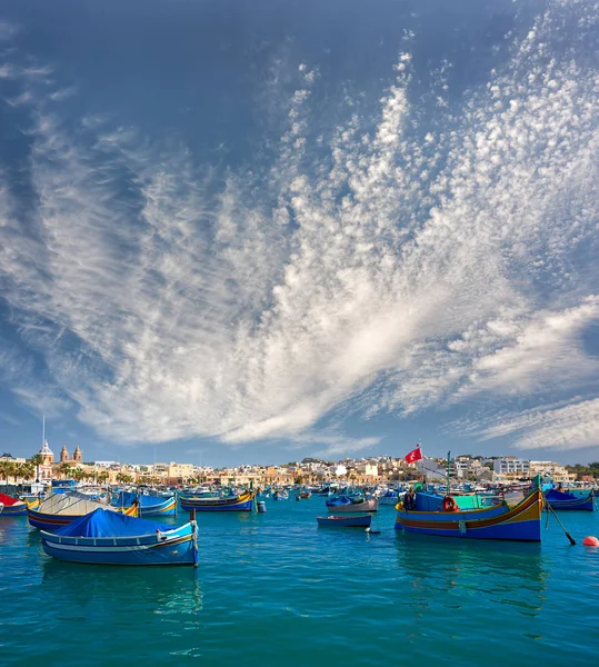 Marsaxlokk Liman Panoraması — Stok fotoğraf