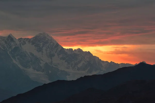 Caucasian mountains silhouettes — Stock Photo, Image