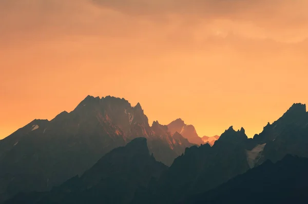 Caucasian mountains silhouettes — Stock Photo, Image