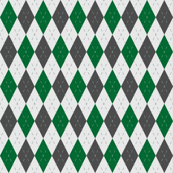 Vector Green Gray Geometric Diamonds Seamless Pattern — Stock Vector