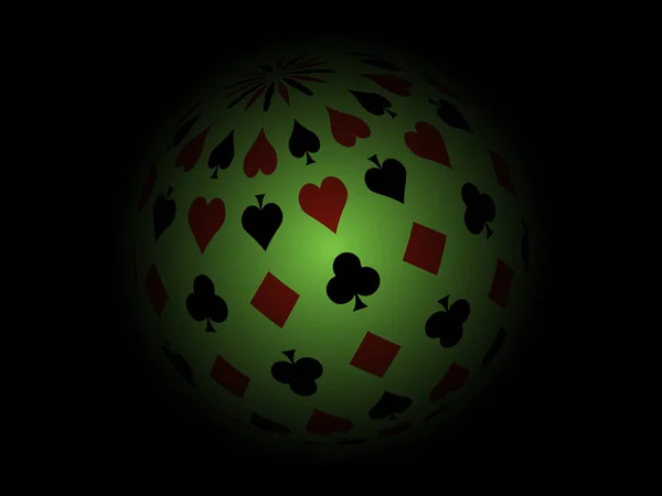 Trajes Poker Globo Verde — Vector de stock