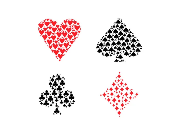 Combinaisons Cartes Poker Remplies Intérieur Sur Fond Blanc — Image vectorielle