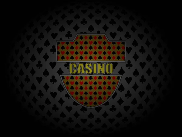 Características Fondo Póquer Con Badge Vectorial Negro Gris Del Casino — Vector de stock
