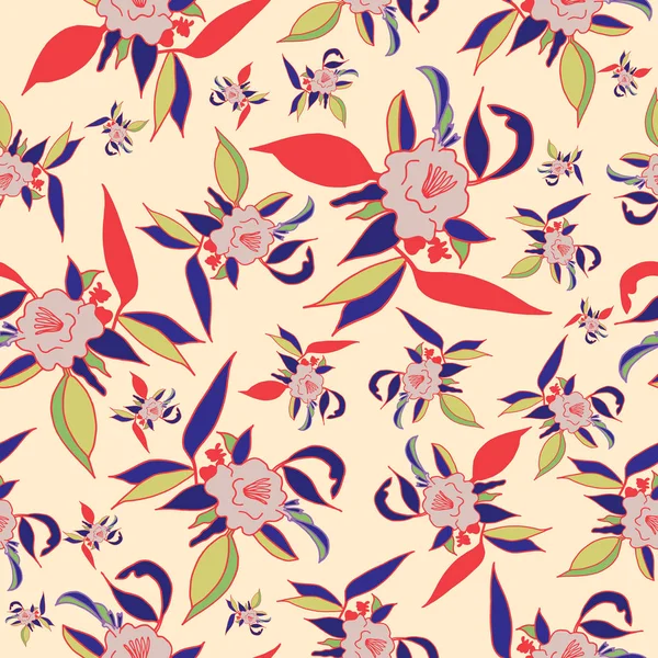 Colorido estampado floral sin costuras — Vector de stock