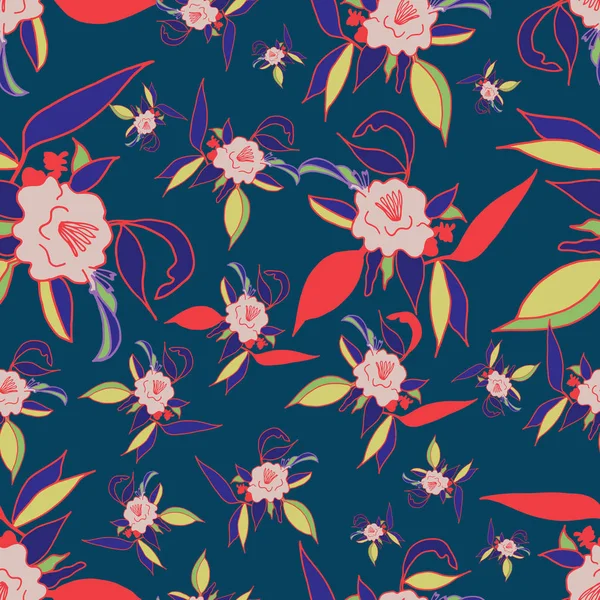 Imprimé floral coloré motif sans couture — Image vectorielle