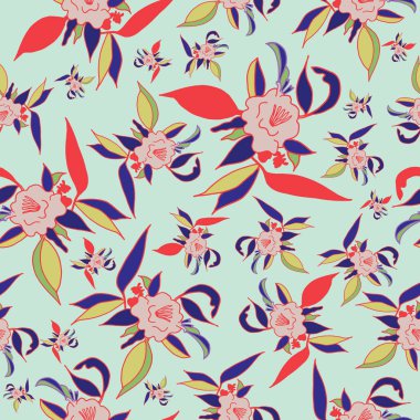 renkli çiçek baskı seamless modeli