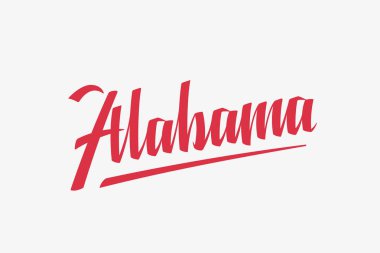 Alabama ABD devlet Word Logo el hat Logo şablonu yazı fırça boyalı