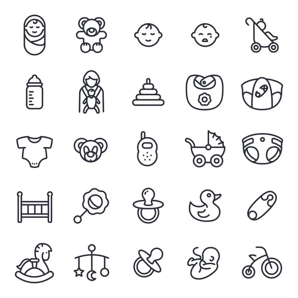 Bebek dünya minimalist düz çizgi simgesini piktogram sembol Set koleksiyonu