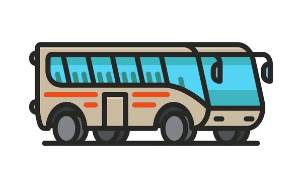 Isometrica Turistica Veicolo Autobus Colore Minimo Linea Piana Contorno Ictus — Vettoriale Stock