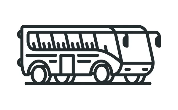 Isometrica Turistica Veicolo Autobus Linea Piana Minima Contorno Ictus Icona — Vettoriale Stock