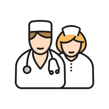 Doktor ve hemşire Minimalistic renk düz satırı simgesi