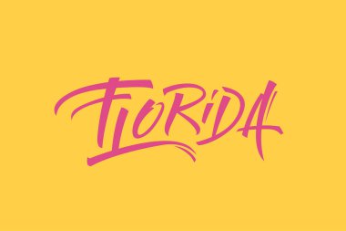 Florida ABD devlet Word Logo el hat Logo şablonu yazı fırça boyalı
