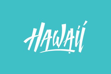Hawaii ABD devlet Word Logo el hat Logo şablonu yazı fırça boyalı