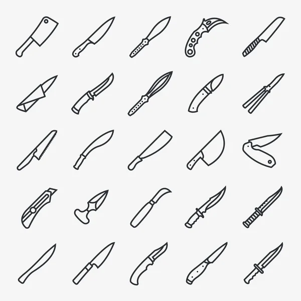 刀匕首最小扁线轮廓笔划图标象形符号 — 图库矢量图片