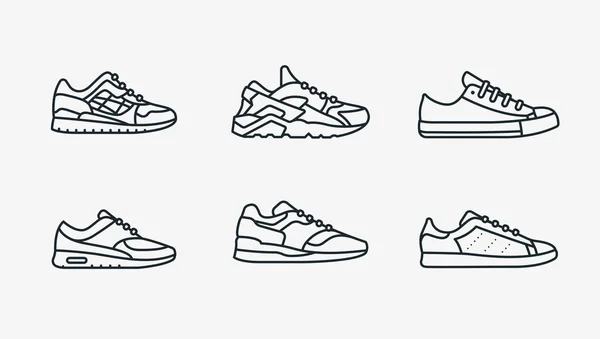 Sneaker Schoen Minimalistische Platte Lijn Beroerte Pictogram Pictogram Overzichtssymbool — Stockvector