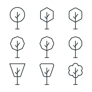 Ağaç ahşap orman şube Green Park bitki minimalist düz çizgi vektör simgesi