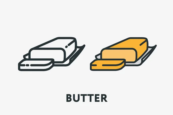 Boter Margarine Pack Bar Dikke Segment Mes Minimale Platte Lijn — Stockvector