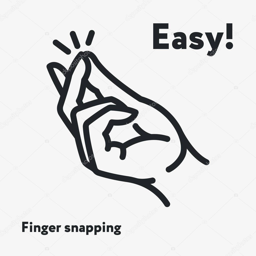 Easy Concept. Finger Snapping Hand Gesture Minimal Flat Line Outline Stroke Icon Pictogram