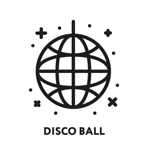 Party Disco Ball Vector Linha Plana Stroke Ícone Pictograma — Vetor de Stock