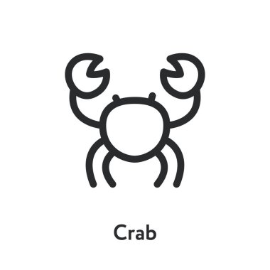 Yengeç deniz ürünleri pençe en az düz çizgi anahattı kontur simgesini