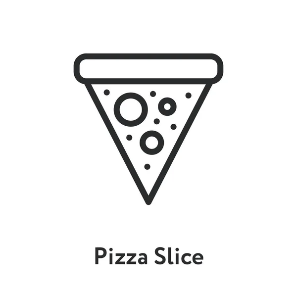 Italiano Geométrico Pizza Fatia Pepperoni Salame Mínimo Linha Plana Esboço — Vetor de Stock