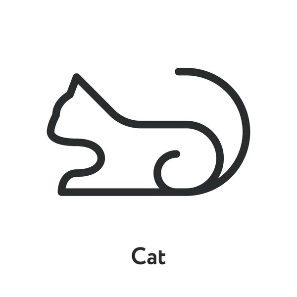Cat Kitten Pet Sitting Minimal Flat Line Outline Stroke Icon — Stock Vector