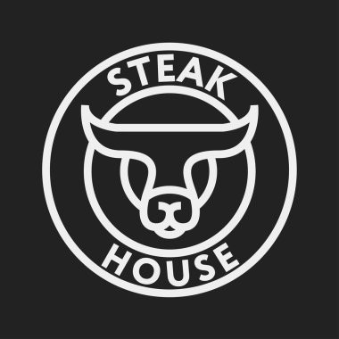 Restaurant Steakhouse Burger Logo şablonu. İnek boğa sığır eti kavramı.