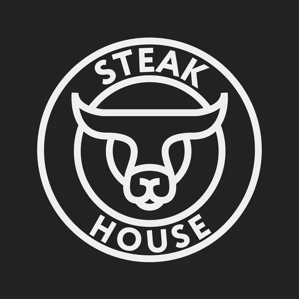 Restaurant Steakhouse Burger Logo şablonu. İnek boğa sığır eti kavramı.