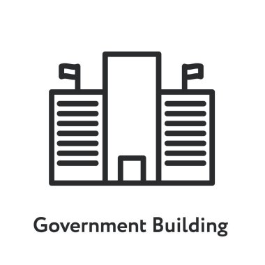 Hükümet Federal Binası bayrağı en az düz çizgi anahattı kontur simgesini