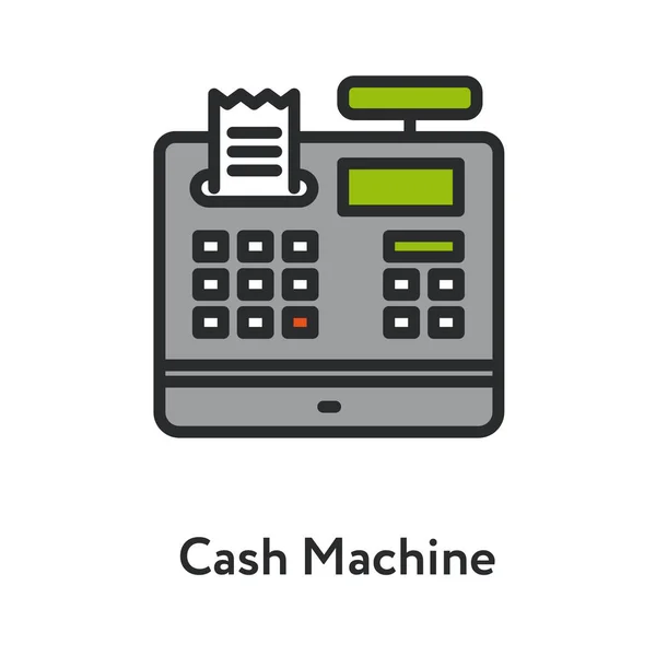 Cash Machine Vintage Antique Retail Shop Minimal Flat Line Outline — Stock Vector