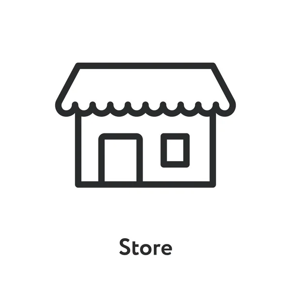 Магазин Магазин Будівельний Фасад Мінімальна Плоска Лінія Контурна Піктограма Інсульту — стоковий вектор