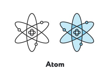 Atom Bilim fizik kimya Minimal renk düz çizgi anahattı kontur simgesini