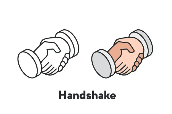 Isometrische Handshake Partnerschap Vriendschap Minimale Platte Lijn Overzicht Beroerte Pictogram — Stockvector