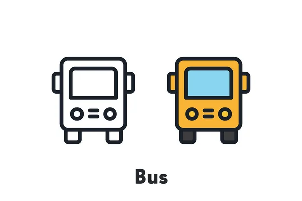 Bus Scolaire Jaune Transport Vue Avant Couleur Minimale Ligne Plate — Image vectorielle