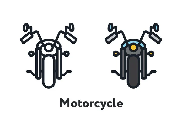 Icône Aperçu Ligne Plate Couleur Minimale Vélo Moto — Image vectorielle