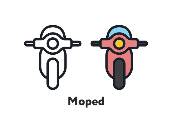 Pink Retro Moped Scooter Bicicleta Cor Mínima Linha Plana Esboço — Vetor de Stock