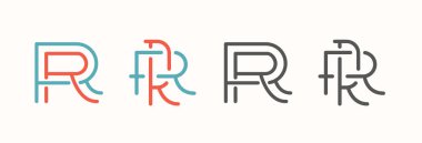RR mektup ilk Monogram Logo Tasarım amblemi şablon / ayarla. İnce çizgi kontur en az geometrik kavramı.