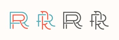 Set of RR Letter Initial Monogram Logo Design Emblem Template. Thin Line Stroke Minimal Geometric Concept. clipart