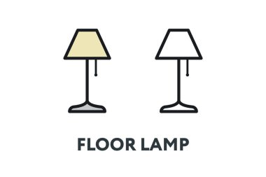 Zemin lamba ampul. İç mobilya kavramı. Minimal renk düz çizgi anahattı kontur simgesini.