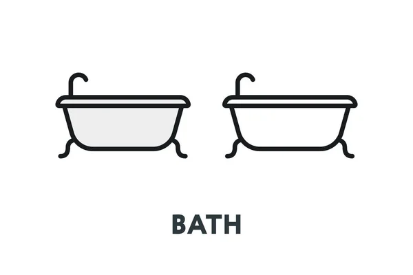 Bad Dusche Hygiene Einrichtungskonzept Minimale Farbe Flache Linie Umriss Strichsymbol — Stockvektor