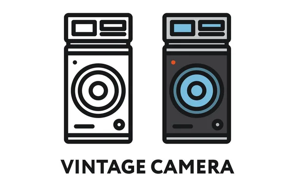 Vintage Antique Photo Film Camera Photography Equipment Concept Minimal Color — Stock Vector