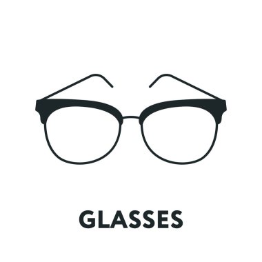 Gözlük ve güneş gözlüğü modeli. Optik gözlükler moda Lens. Vektör düz satırı simgesi.