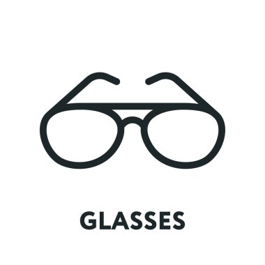 Gözlük ve güneş gözlüğü modeli. Optik gözlükler moda Lens. Vektör düz satırı simgesi.