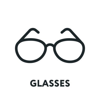 Gözlük ve güneş gözlüğü modeli. Optik gözlükler moda Lens. Vektör düz satırı simgesi.