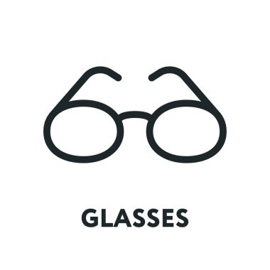 Gözlük ve güneş gözlüğü modeli. Optik gözlükler moda Lens. Vektör düz satırı simgesi.