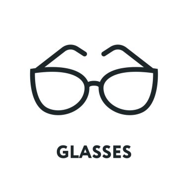 Gözlük ve güneş gözlüğü modeli. Optik gözlükler moda Lens. Vektör düz satırı simgesi.