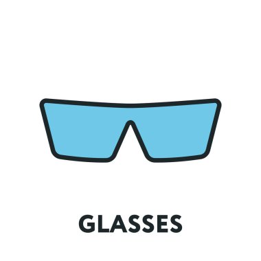 Gözlük ve güneş gözlüğü modeli. Optik gözlükler moda Lens. Renk vektör düz çizgi simgesi.