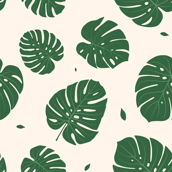 Patrón Sin Costura Con Monstera Tropical Jungle Plant Green Big — Vector de stock