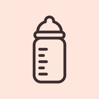 Bebek süt şişesi minimalist düz çizgi katı kontur simgesini piktogram sembol